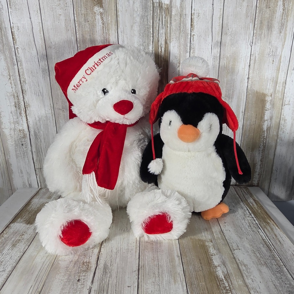 Christmas Plush Bundle Hobby Lobby Polar Bear & Giggle Scape Penguin Holiday